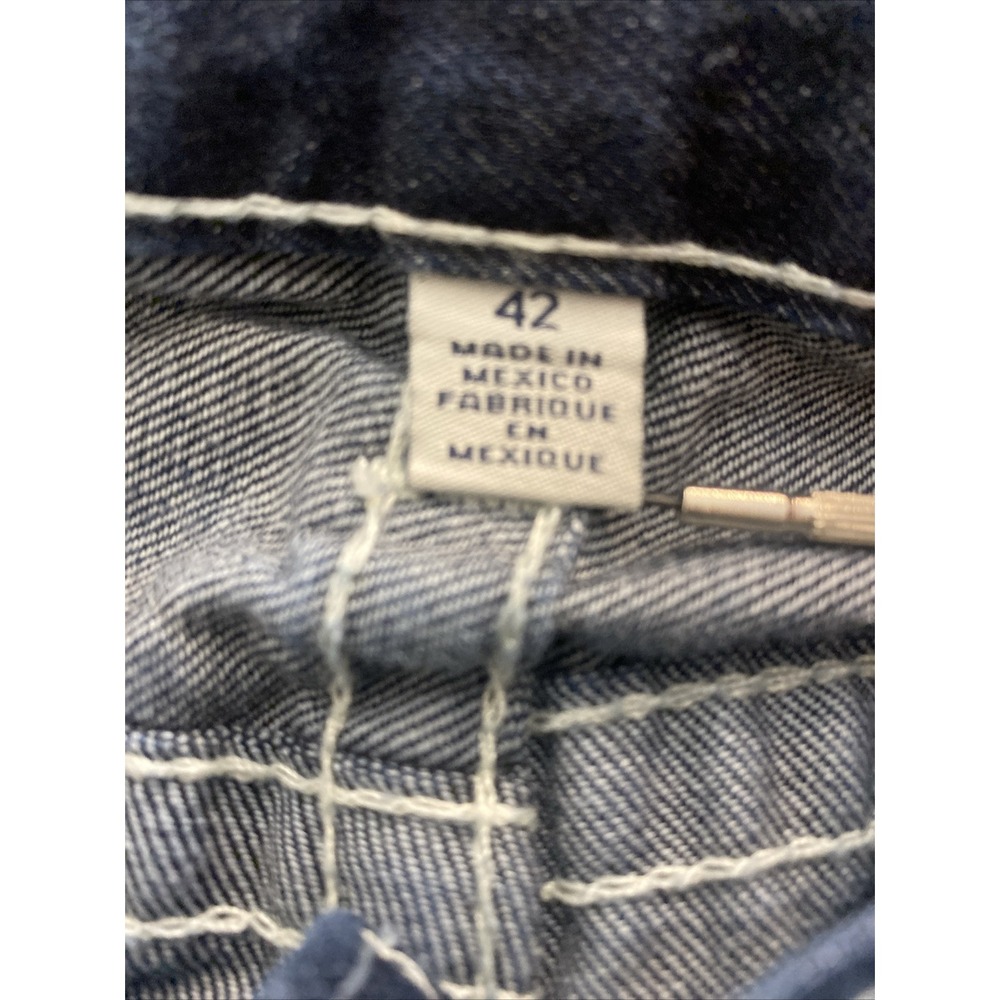 True Religion Boot Cut Blue Denim Jeans Men's Size 42x32 Wide Leg Flap Pockets - Picture 5 of 16